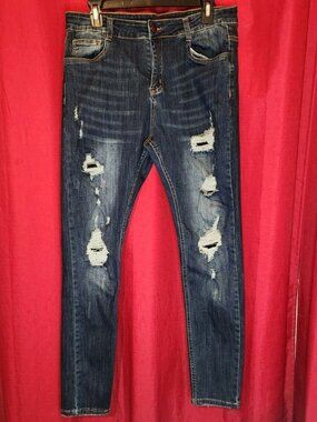 Skinny Collection Women's Jeans Denim Distressed Blue Size 34